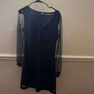 Black dress sparkle on arms